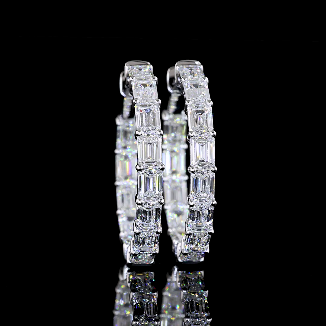 5ctw Prong Emerald Hoop Earrings