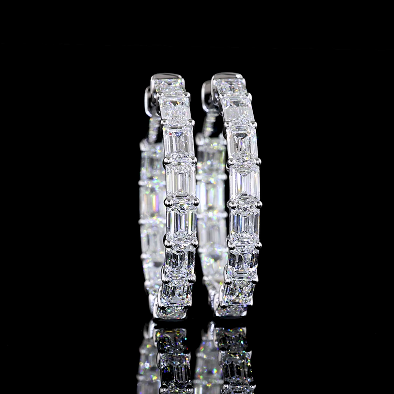 5ctw Prong Emerald Hoop Earrings