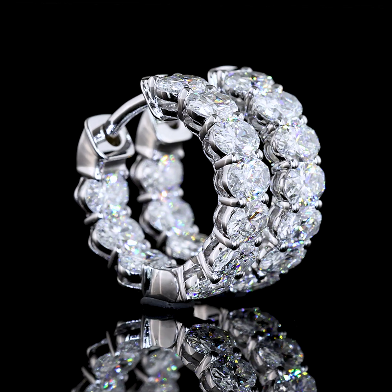 2ctw Prong East West Oval Huggie Earrings