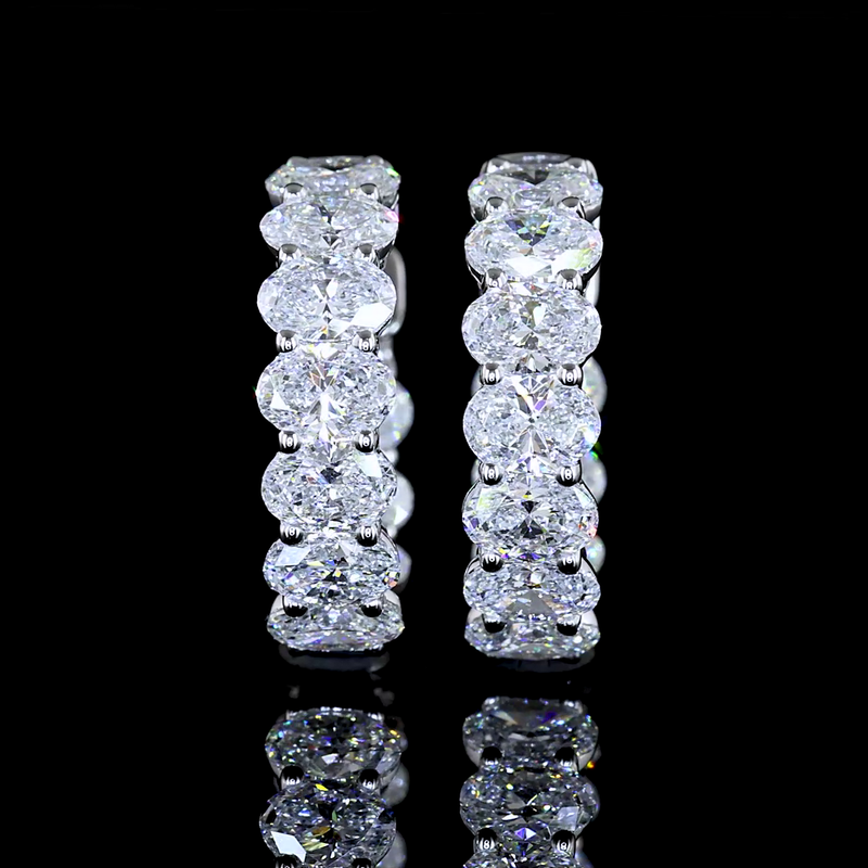 2ctw Prong East West Oval Huggie Earrings