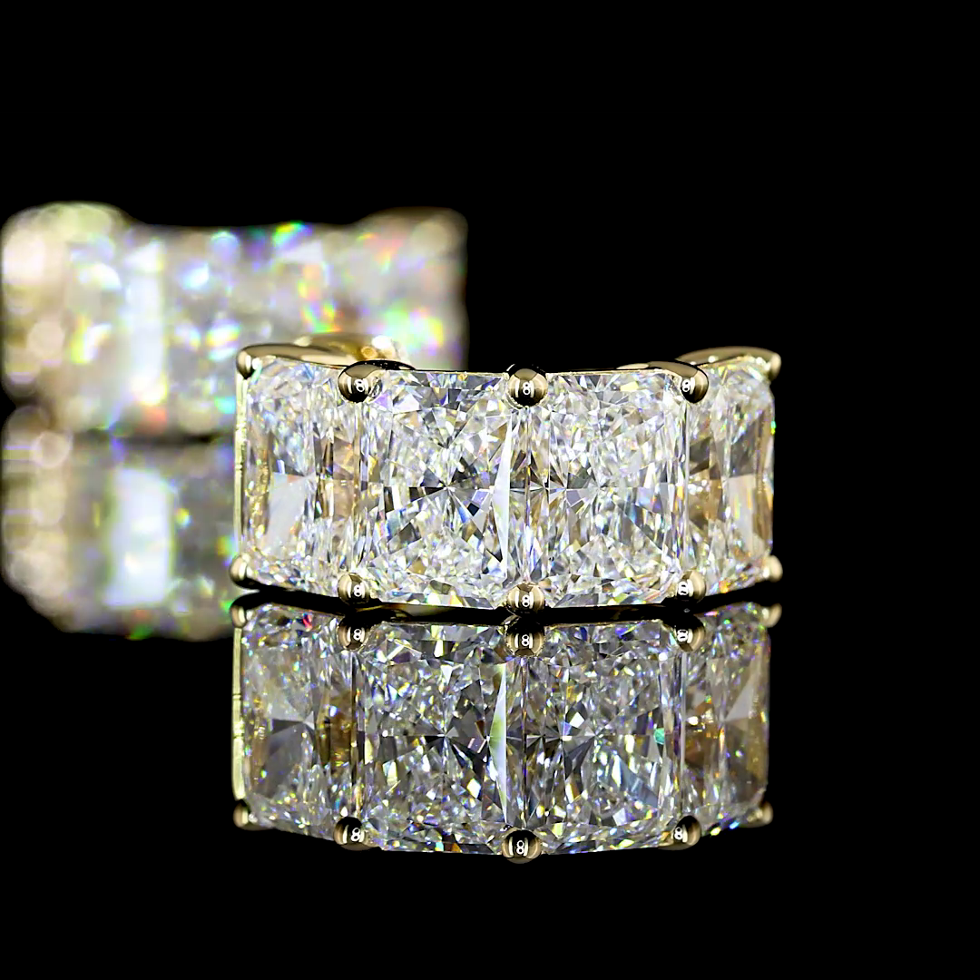 5ctw Prong East West Radiant Huggie Earrings
