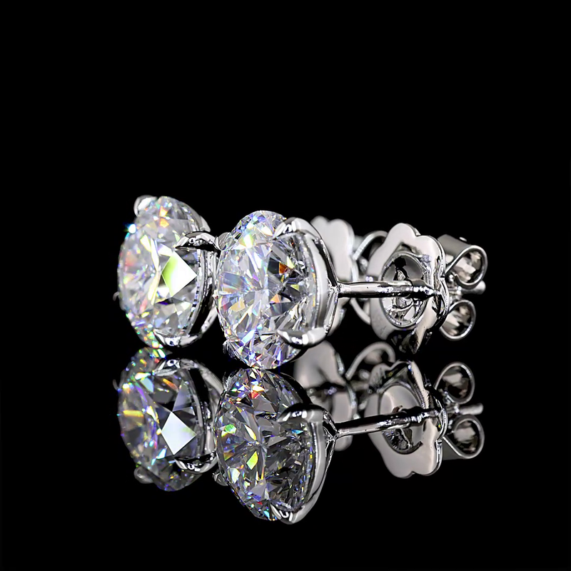 4ctw Prong Round Stud Earrings