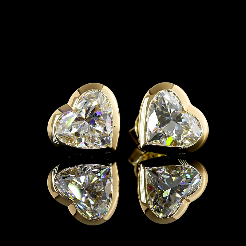 4ctw Bezel Heart Stud Earrings