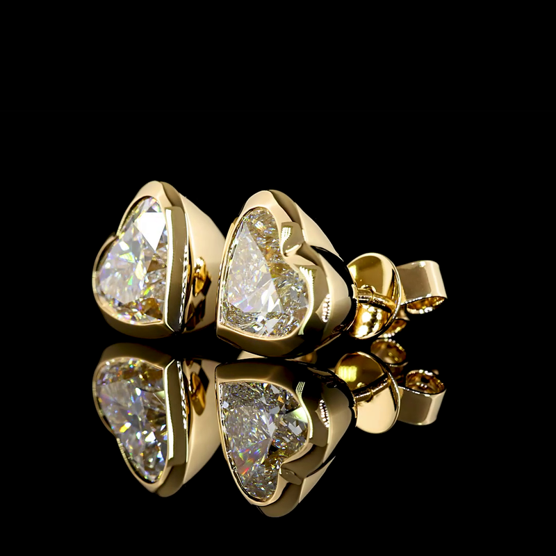 4ctw Bezel Heart Stud Earrings