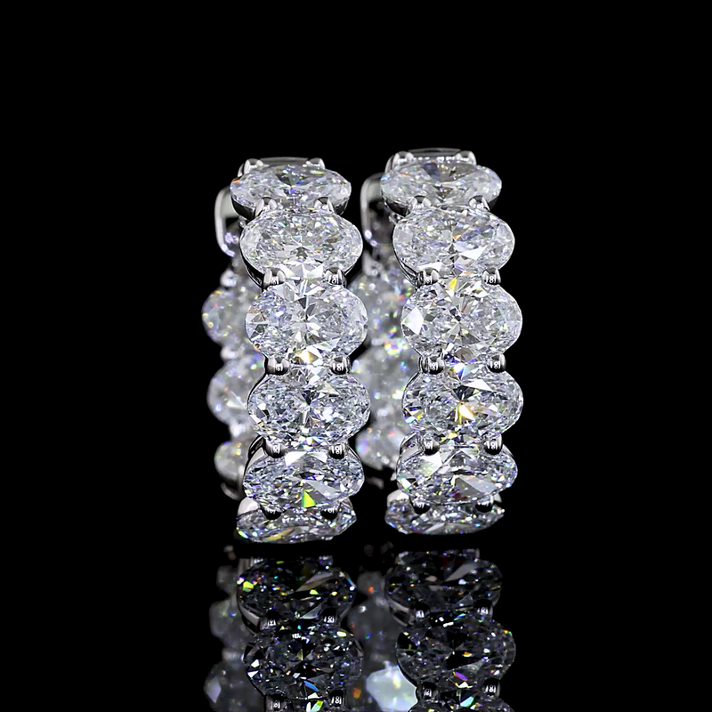 3-1/2ctw Prong East West Oval Huggie Earrings