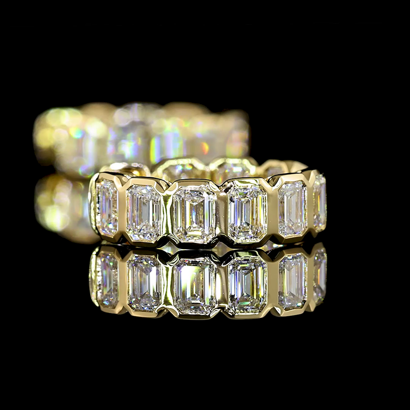 1-3/4ctw Bezel East West Emerald Huggie Earrings