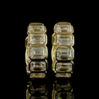 3-1/2ctw Bezel East West Emerald Huggie Earrings