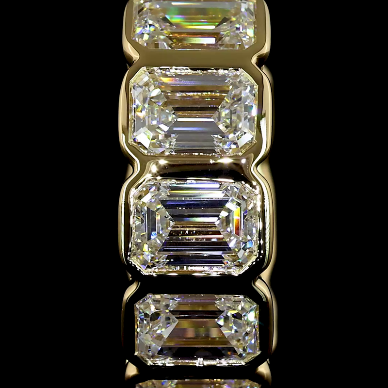 3-1/2ctw Bezel East West Emerald Huggie Earrings