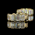 3-1/2ctw Bezel East West Emerald Huggie Earrings