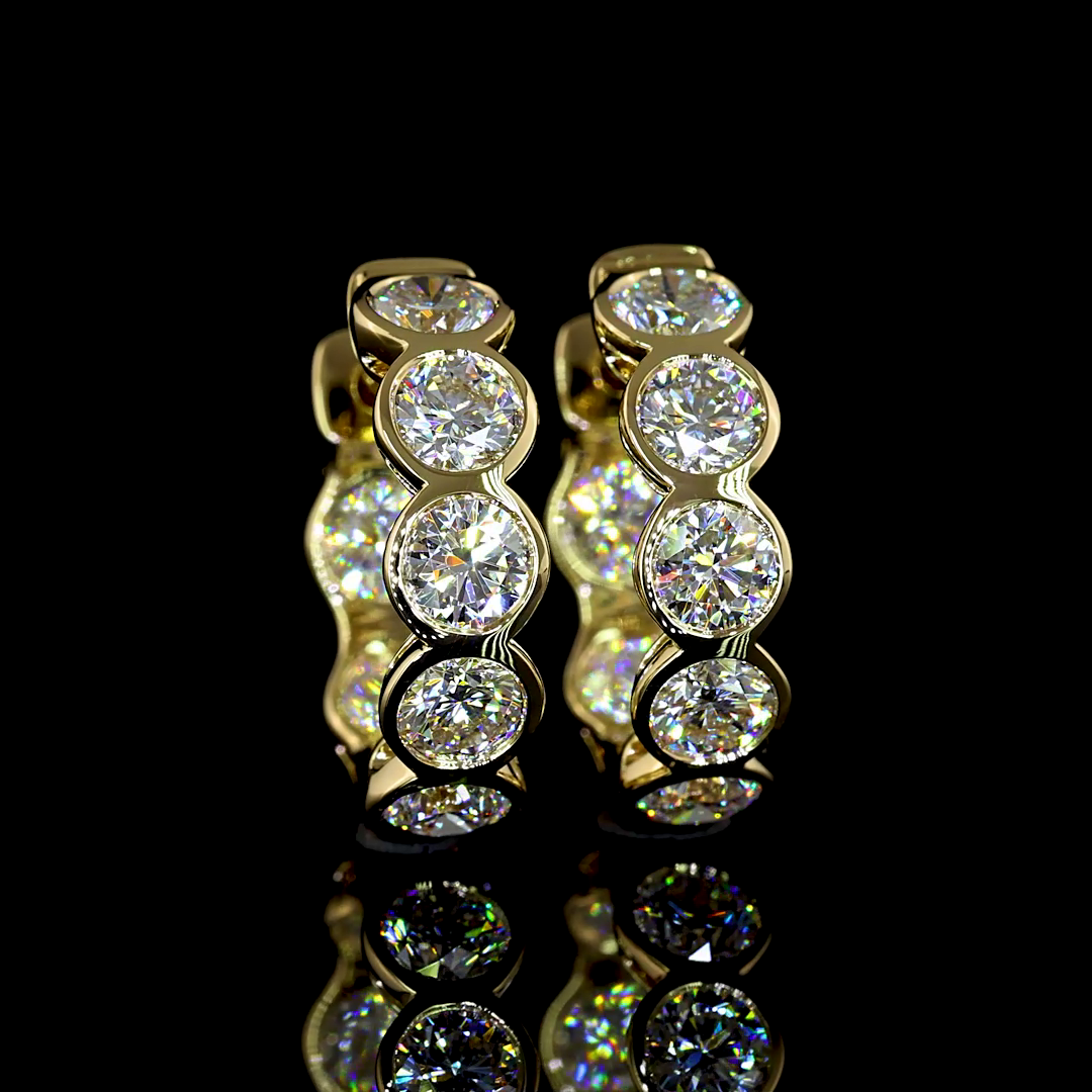 2ctw Bezel Round Huggie Earrings