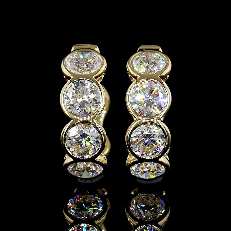 3-1/2ctw Bezel Round Huggie Earrings