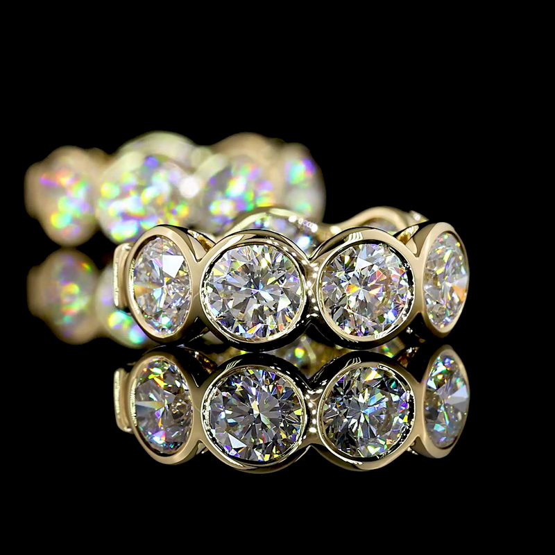 3-1/2ctw Bezel Round Huggie Earrings