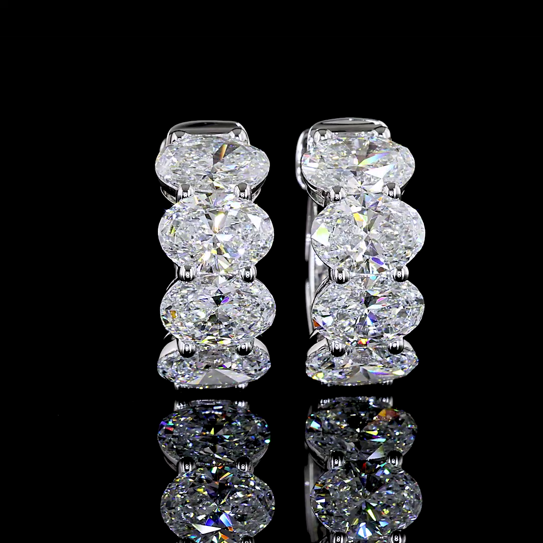 3-1/2ctw Bezel East West Oval Huggie Earrings