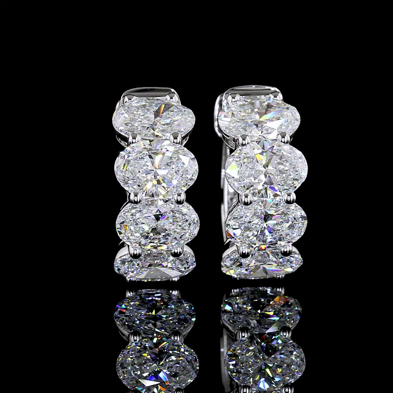 3-1/2ctw Bezel East West Oval Huggie Earrings