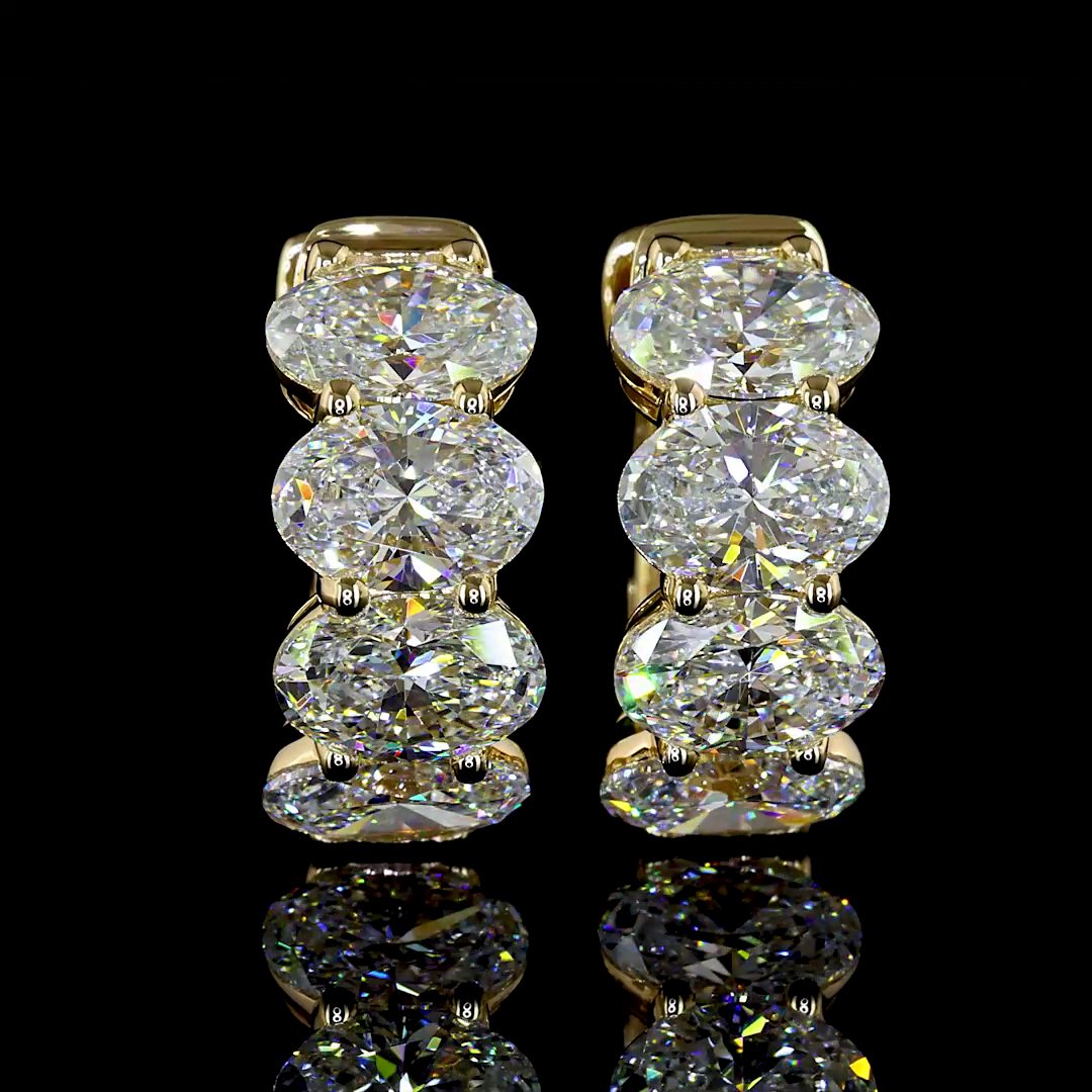 3-1/2ctw Prong East West Oval Huggie Earrings