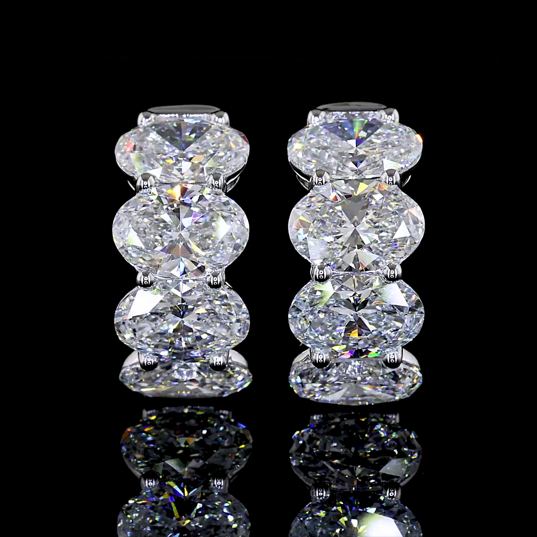 5ctw Prong East West Oval Huggie Earrings