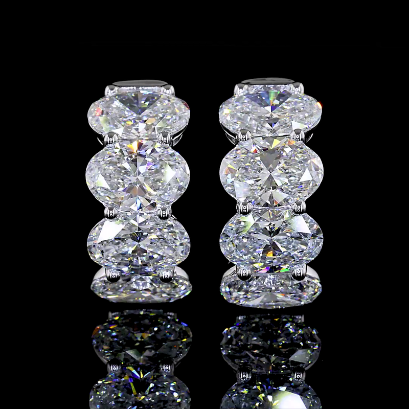 5ctw Prong East West Oval Huggie Earrings