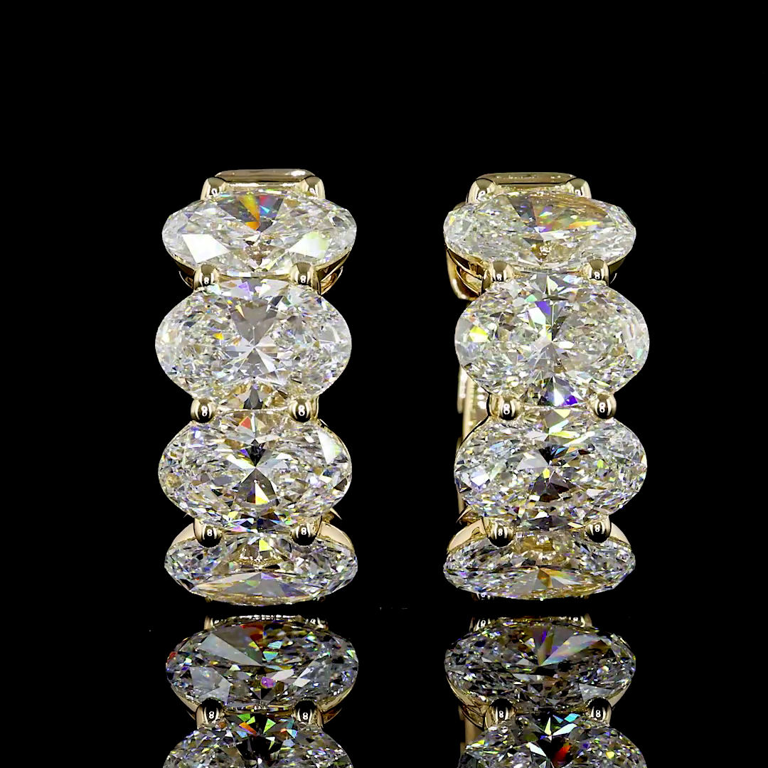 5ctw Prong East West Oval Huggie Earrings