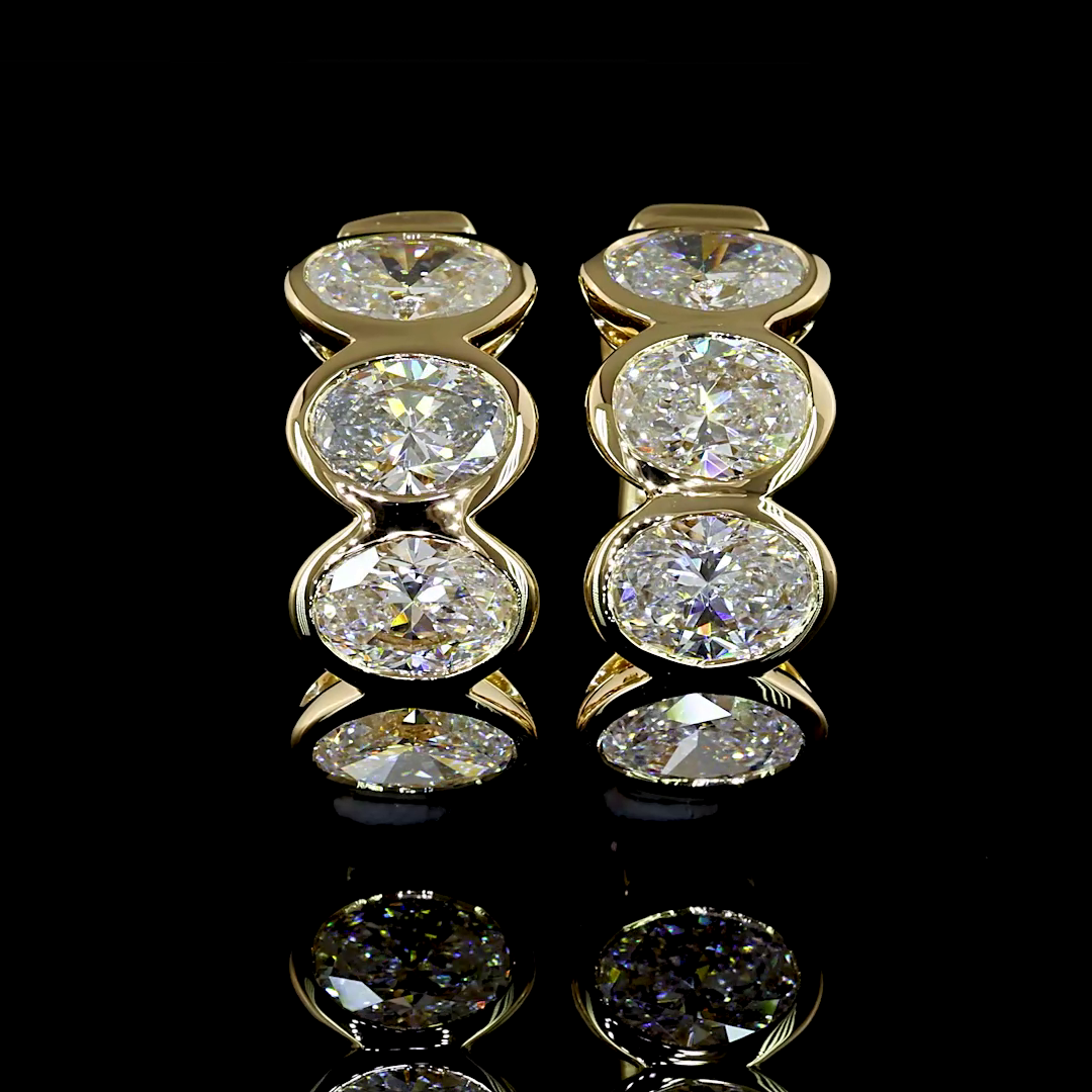 2ctw Bezel East West Oval Huggie Earrings