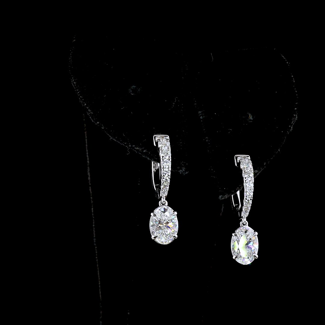 2-1/2ctw Prong Oval & Round Drop Earrings