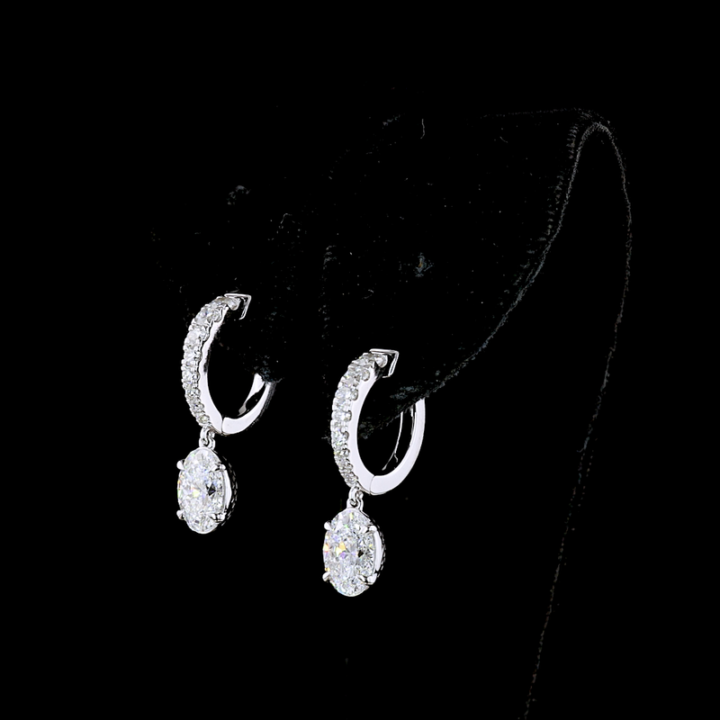 2-1/2ctw Prong Oval & Round Drop Earrings