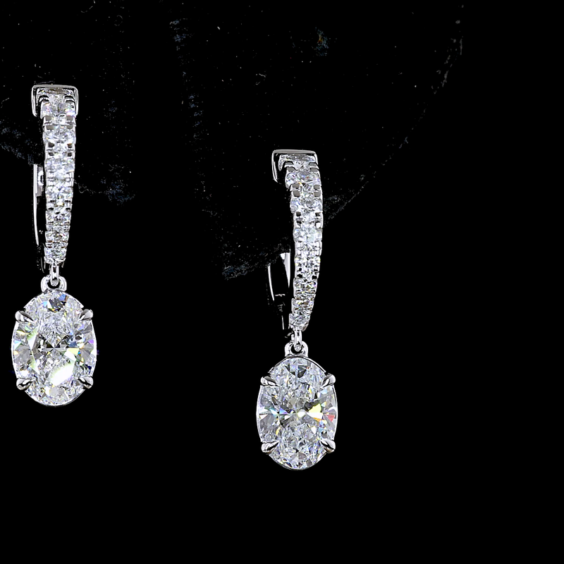 2-1/2ctw Prong Oval & Round Hanging Earrings