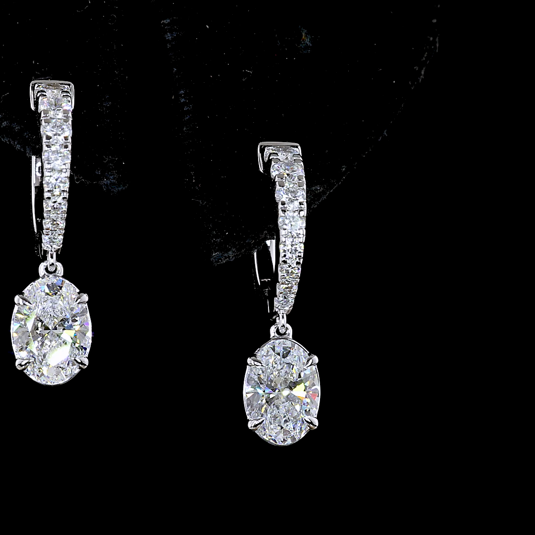2-1/2ctw Prong Oval & Round Drop Earrings