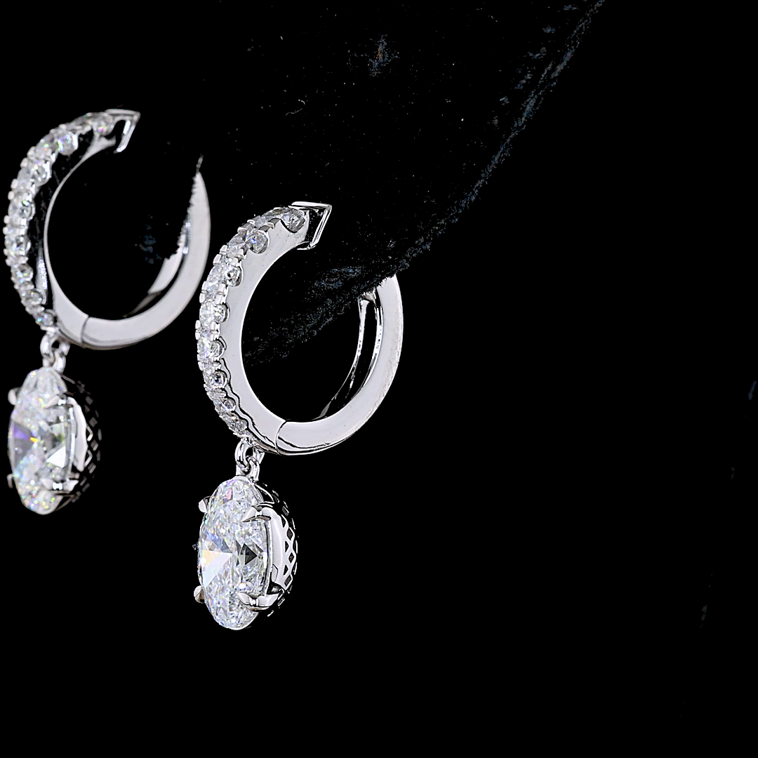 2-1/2ctw Prong Oval & Round Drop Earrings
