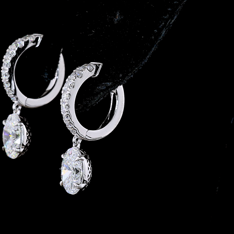 2-1/2ctw Prong Oval & Round Hanging Earrings