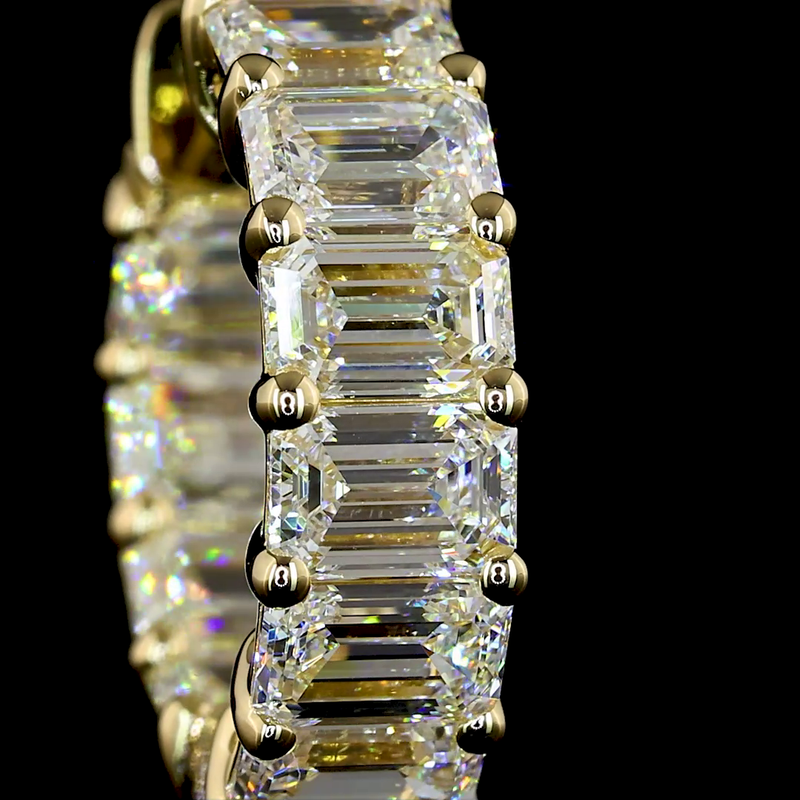 3ctw Prong East West Emerald Huggie Earrings