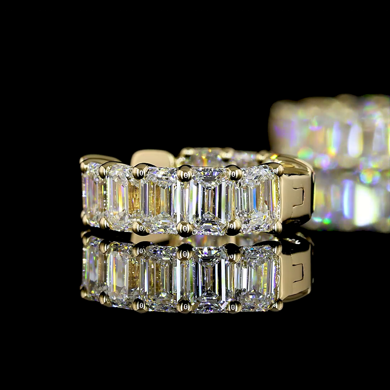 3ctw Prong East West Emerald Huggie Earrings