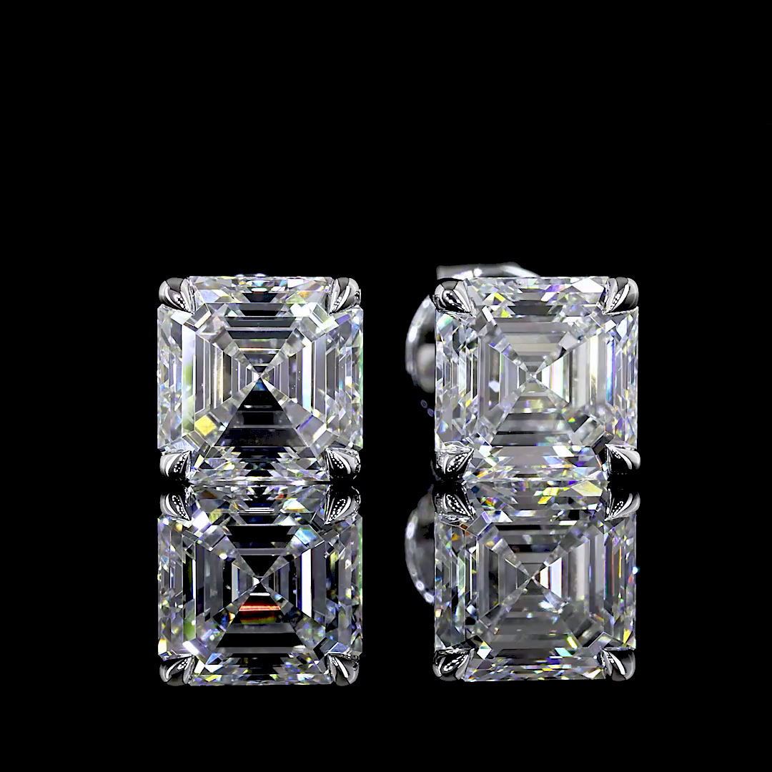 2-1/2ctw Prong Asscher Stud Earrings