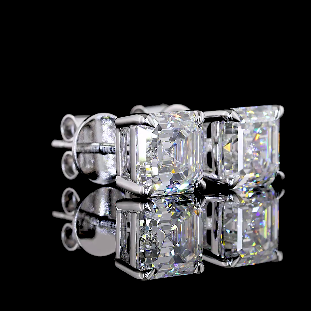 2-1/2ctw Prong Asscher Stud Earrings
