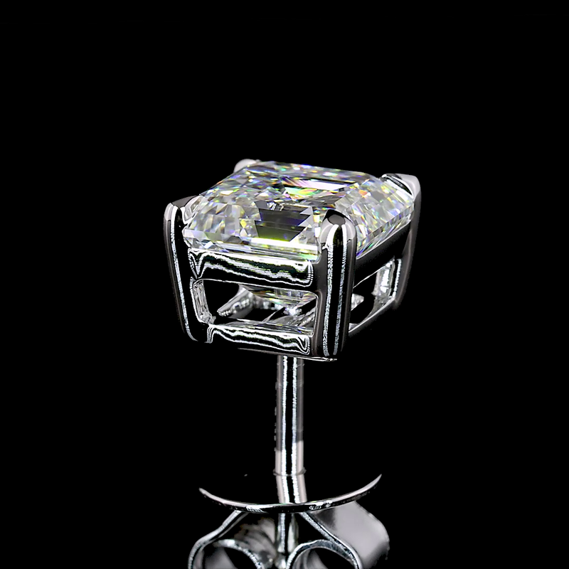 2-1/2ctw Prong Asscher Stud Earrings