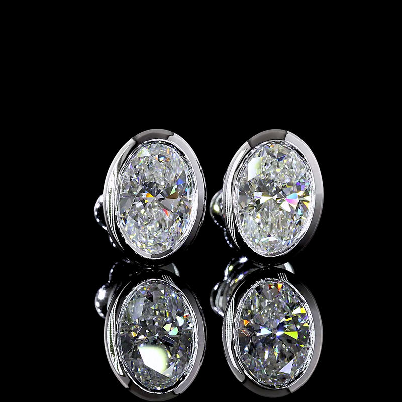 2ctw Bezel Oval Stud Earrings