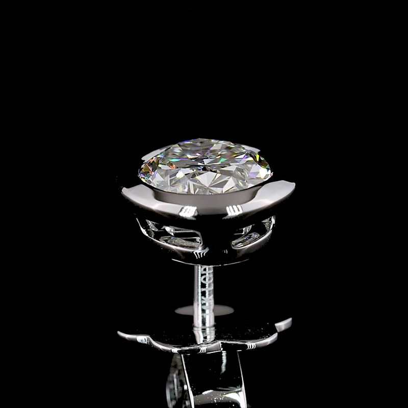 2ctw Bezel Oval Stud Earrings