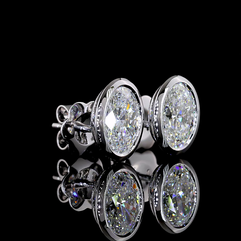 2ctw Bezel Oval Stud Earrings