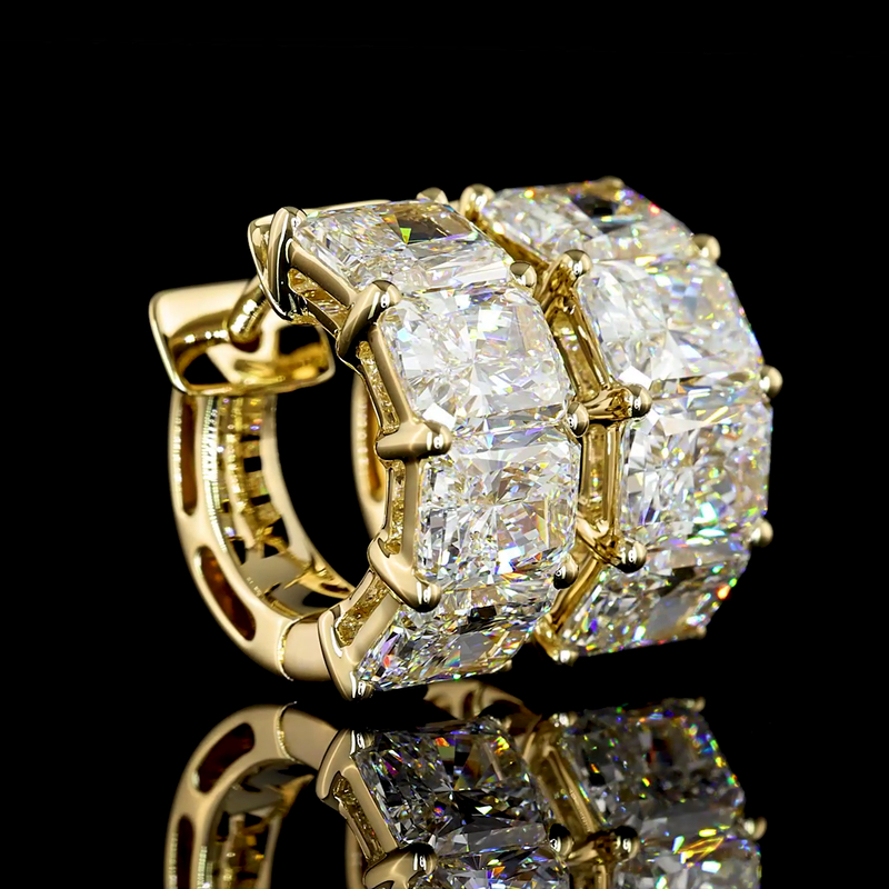 6ctw Prong East West Radiant Huggie Earrings