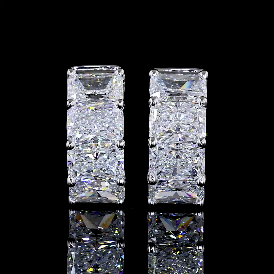 4ctw Prong East West Radiant Huggie Earrings