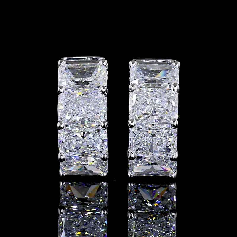 4ctw Prong East West Radiant Huggie Earrings