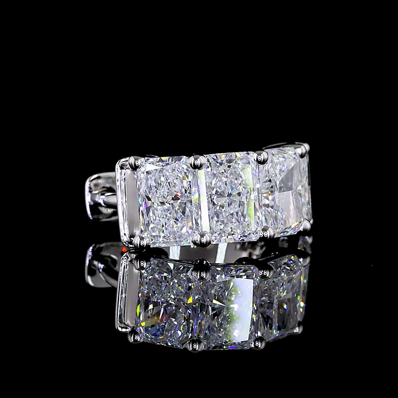 4ctw Prong East West Radiant Huggie Earrings