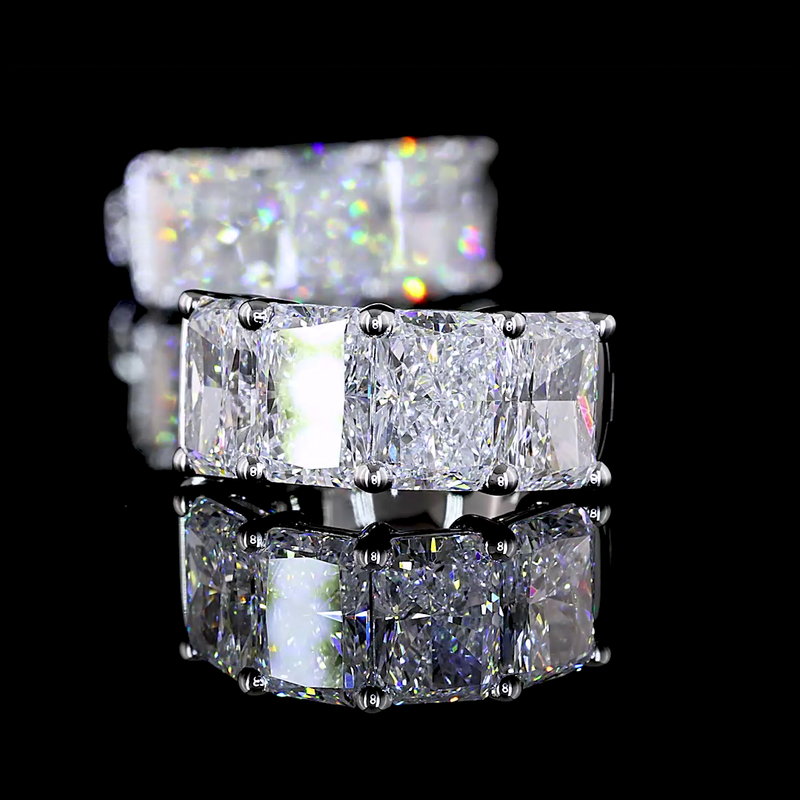 4ctw Prong East West Radiant Huggie Earrings