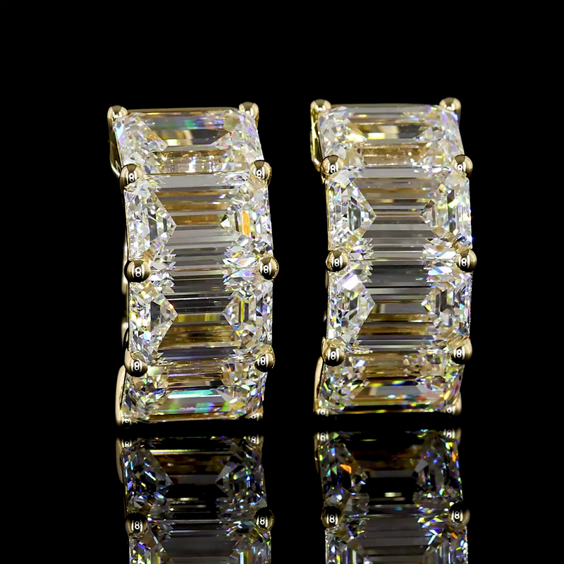 6ctw Prong East West Emerald Huggie Earrings