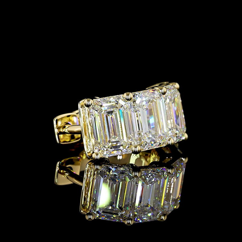 6ctw Prong East West Emerald Huggie Earrings