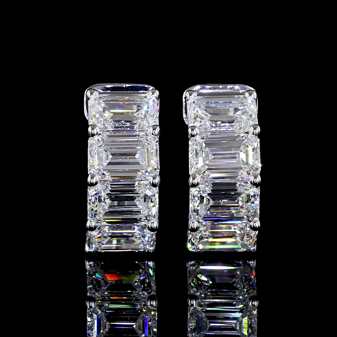 12ctw Prong East West Emerald Huggie Earrings