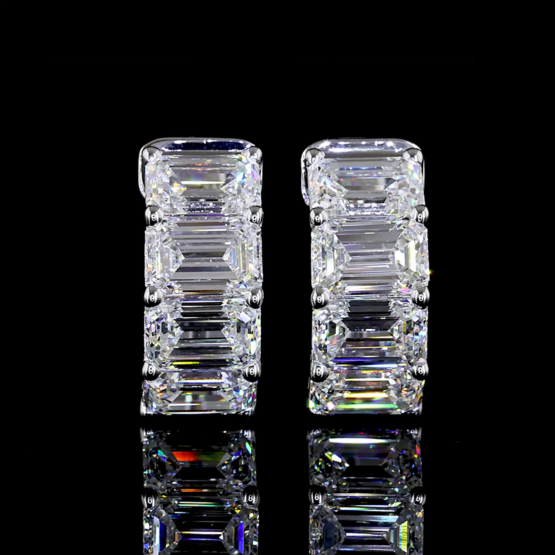 12ctw Prong East West Emerald Huggie Earrings