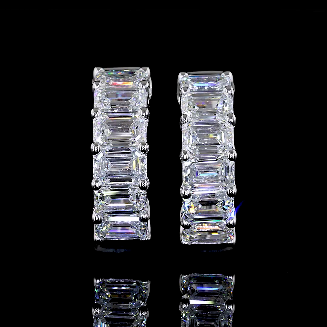 2ctw Prong East West Emerald Huggie Earrings