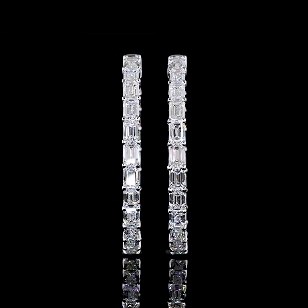 7ctw Prong Emerald Hoop Earrings