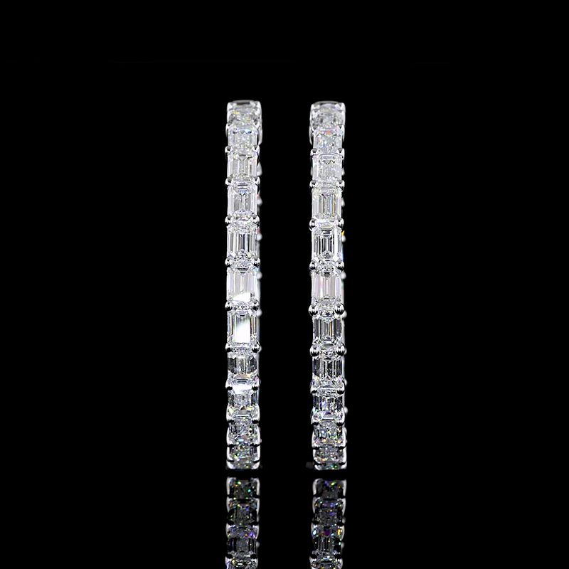 7ctw Prong Emerald Hoop Earrings