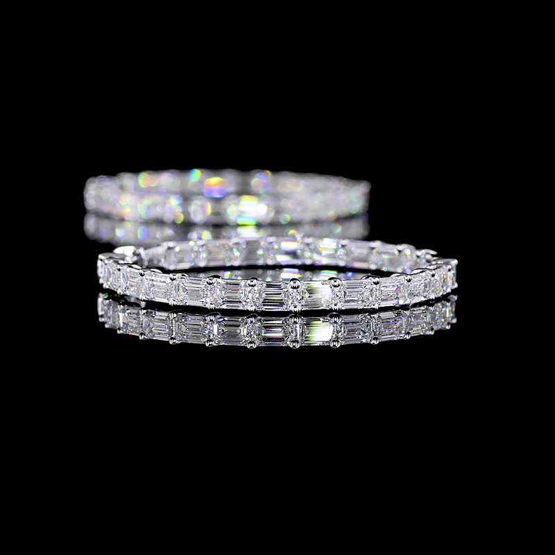 7ctw Prong Emerald Hoop Earrings